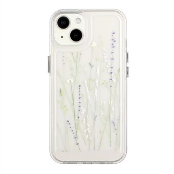 Flower Series for 13 mini  Acrylic+TPU Electroplated Metal Buttons Protector Flower Pattern Printed 2mm Thickened Shockproof Phone Case