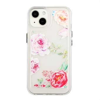 Flower Series for 13 mini  Acrylic+TPU Electroplated Metal Buttons Protector Flower Pattern Printed 2mm Thickened Shockproof Phone Case