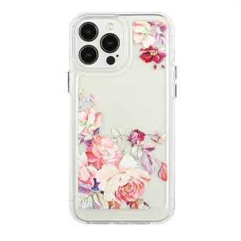 Flower Series for 13 Pro Max  Acrylic+TPU Electroplated Metal Buttons Cover Flower Pattern Printed 2mm Thickened Anti-fall Phone Case