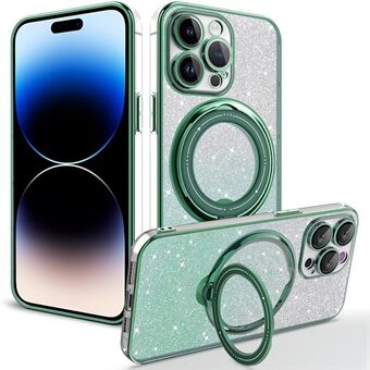 Til iPhone 14 Pro Kompatibel med MagSafe TPU Cover Glitter Powder Roterende Kickstand Telefoncover med linsefilm