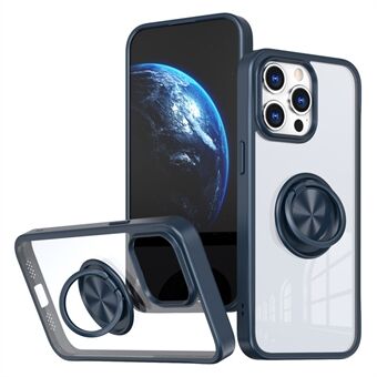 For 14 Pro Max Case TPU+PC Ring Kickstand Transparent Telefon Cover