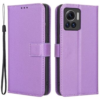 Til Motorola Moto X30 Pro 5G / Edge 30 Ultra 5G PU Læder Stativ Etui Diamanttekstur Telefonpung Cover