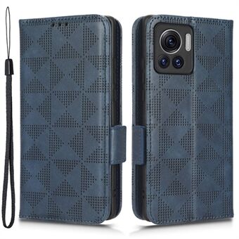 For Motorola Moto X30 Pro 5G / Edge 30 Ultra 5G Præget Trekantmønstret Telefonstativ Etui PU Læder Magnetisk Låsebånd Tegnebog Cover