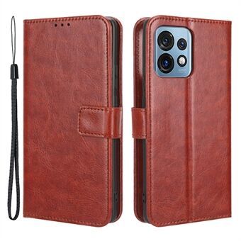 Telefoncover til Motorola Moto X40 5G / Edge 40 Pro 5G med Crazy Horse tekstur, magnetisk flip brieftaske, stativ, ridsefast PU lædercover med rem.