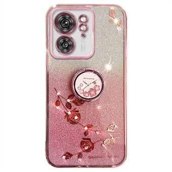 KADEM til Motorola Edge 40 5G-etui TPU Glitter Blomstertelefonbetræk med Ringholder