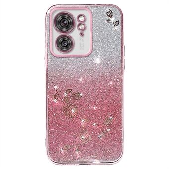 KADEM Til Motorola Edge 40 5G Cover Rhinestone Dekoration Glitter TPU Telefoncover Blomstermønster