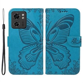 Til Motorola Edge 40 5G Case PU Læder Butterfly Præget Telefon Cover Pengepung