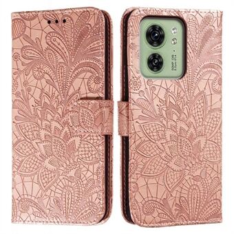 Til Motorola Edge 40 5G Etui Blonder Blomster PU Læder Flip Pung Telefon Cover