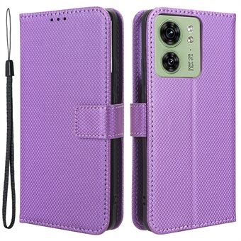 Til Motorola Edge 40 5G stødsikker pung telefon etui Diamond Texture PU Læder Stand Cover