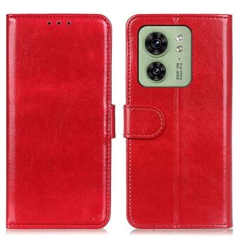 Til Motorola Edge 40 5G Stødsikker PU-læder Flip Cover Crazy Horse Texture Stand Wallet Phone Case