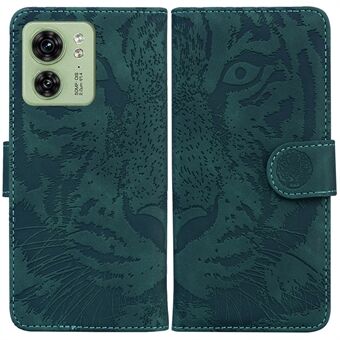 Til Motorola Edge 40 5G Stand PU læder telefoncover med påtrykt Tiger Phone Wallet Case