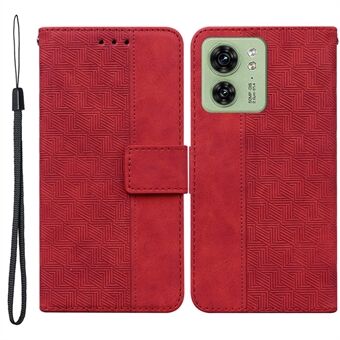 Til Motorola Edge 40 5G PU Læder Pung Stand Telefon Shell Geometri Imprinted Mobile Case