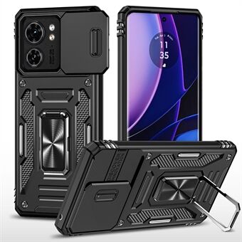 Armor-serien til Motorola Edge 40 5G Kickstand Case PC+TPU Telefoncover med Slide Lens Protector