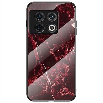 Til OnePlus 10 Pro 5G Marmormønster hærdet glas + PC Hard Back Fleksibel TPU-ramme telefoncover