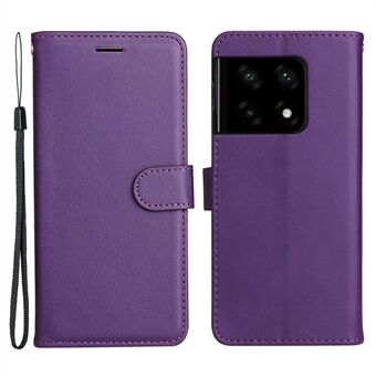 KT Leather Series-2 pungetui til OnePlus 10 Pro 5G, PU-læder TPU stødsikkert Flip Folio Stand Cover med håndledsrem