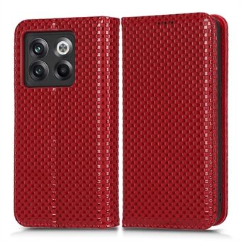 Telefon Flip Wallet Cover til OnePlus 10T 5G / ACE Pro 5G, Grid Texture PU Læder Stand Case Magnetisk Autoabsorberet beskyttende skal