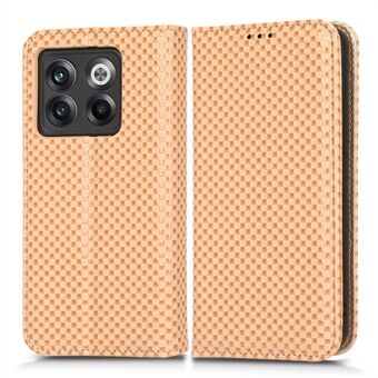 Telefon Flip Wallet Cover til OnePlus 10T 5G / ACE Pro 5G, Grid Texture PU Læder Stand Case Magnetisk Autoabsorberet beskyttende skal