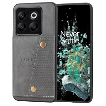 Til OnePlus 10T 5G / ACE Pro 5G kortholder med dobbelt knap PU-læderbelagt TPU-kickstand-etui med bilmonteret metalplade