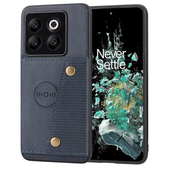 Til OnePlus 10T 5G / ACE Pro 5G kortholder med dobbelt knap PU-læderbelagt TPU-kickstand-etui med bilmonteret metalplade