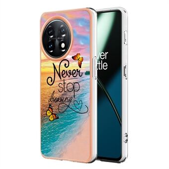 YB IMD Series-1 til OnePlus 11 5G Anti-Støv telefonetui Marmor blomstermønster galvanisering TPU IMD cover