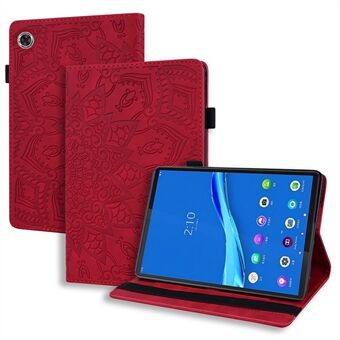 Til Lenovo Tab M10 Plus (Gen 3) Indgraveret Blomstermønster Tablet-etui Ridsefast Drop-sikker PU Læder Kortspor Stativskal med Blyantløkke