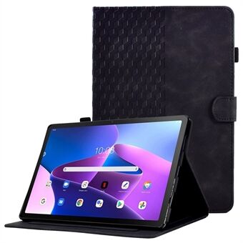 Auto Wake / Sleep Stødsikker Etui til Lenovo Tab M10 Plus (3. generation) / Xiaoxin Pad 2022 10.6 tommer Mønster Imprintet Anti-Fald Cover Ensfarvet Syning Tablet Læder Stand Etui med Kortholdere