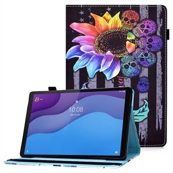 Til Lenovo Tab M10 (Gen 3) TB-328FU / TB-328XU Mønstret Print Læder Standbeskyttende Etui Kortslots Smart Cover med Elastikbånd og Blyantholder