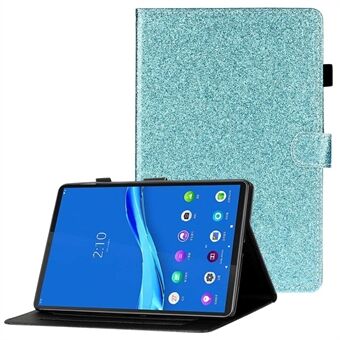 Til Lenovo Tab M10 (Gen 3) TB-328FU / TB-328XU Glitter Powder PU Læder Folio Omslag Kort Slots Design Foldbart Stativ Auto Vækning / Søvn Smart Omslag med Blyantholder