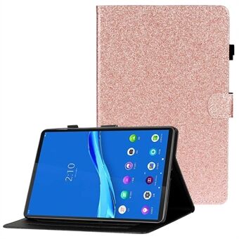 Til Lenovo Tab M10 (Gen 3) TB-328FU / TB-328XU Glitter Powder PU Læder Folio Cover med Kortholdere Design, Foldbar Stand, Auto Wake / Sleep Smart Cover med Pencil Holder