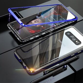 Aftagelig magnetisk metalramme + enkeltsidet hærdet glasbagside mobiltelefon cover til Samsung Galaxy S10 Plus