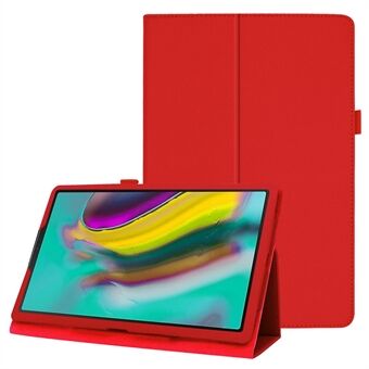 Litchi tekstur læder etui til Samsung Galaxy Tab A 10.1 (2019) Ridsefast Dual-fold Stand Flip Tablet Cover med elastisk stropp