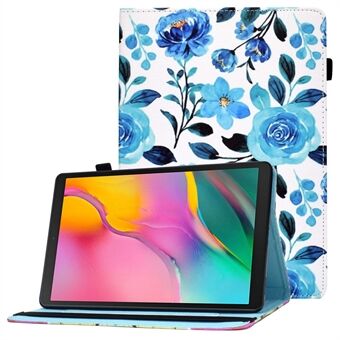 Til Samsung Galaxy Tab A 10.1 (2019) T510 / T515 Mønster Print Tablet Etui PU Læder Kort Slots Stand Omslag med Elastikbånd