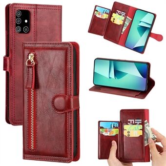 Zipper Pocket Wallet Læder Stand Taske til Samsung Galaxy A51 SM-A515