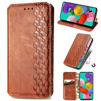 Tegnebogsstativ Design Fashion Rhombus Texture PU-læder Stand etui til Samsung Galaxy A51 4G SM-A515