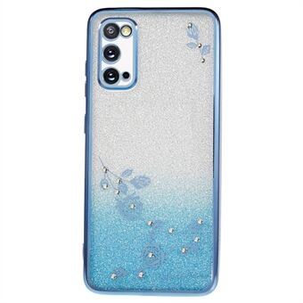 Til Samsung Galaxy S20 5G / 4G Gradient Glitter TPU telefoncover Rhinestone Flower Pattern Cover