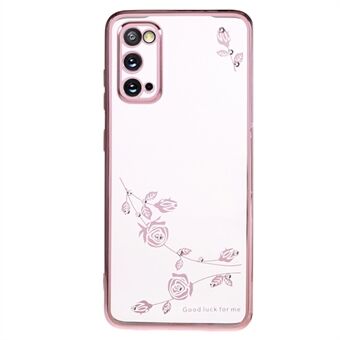 Til Samsung Galaxy S20 5G / 4G Rhinestone Flower Pattern Telefoncover TPU galvanisering Telefoncover