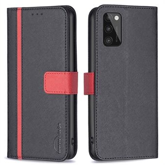 BINFEN FARVE Til Samsung Galaxy A41 (Global version) BF Læder Series-9 Style 13 PU Læder Anti-ridse Telefon Case Stand Cross Texture Splejsning tegnebogscover