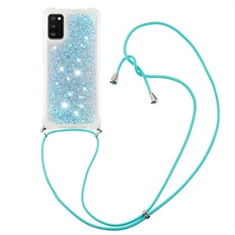 Glitter Quicksand Drop-proof Anti-ridse blød TPU telefon cover Shell med justerbar snor til Samsung Galaxy A41 (global version)