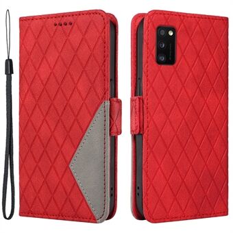 Farve splejsningsetui til Samsung Galaxy A41 (global version) Rhombus påtrykt læder Stand telefoncover