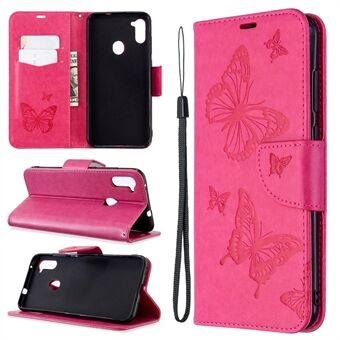 Imprint Butterflies Wallet Stand Flip Læder Taske til Samsung Galaxy A11 (EU-version) / M11