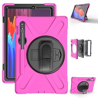 Til Samsung Galaxy Tab S7 T870 T875 / S8 360° Drejesstel Kickstand PC + Silikone Tablet Kombihus [Indbygget Håndholderrem]