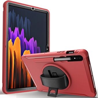 Til Samsung Galaxy Tab S7 T870 T875 / S8 360° Sving Kickstand PC + TPU Tablet-etui med Pen Slot og Håndrem