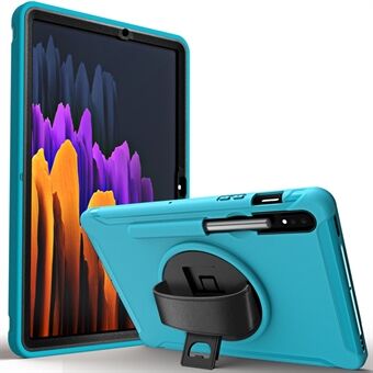 Til Samsung Galaxy Tab S7 T870 T875 / S8 360° drejelig stativ PC + TPU tablet-etui med penholder og håndrem