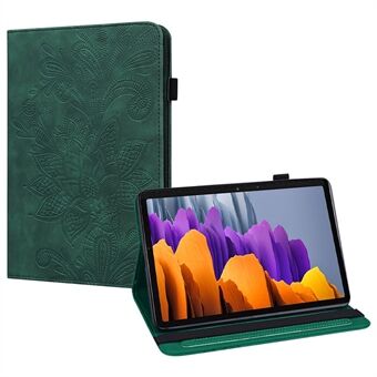 Imprint Blomstermønster Designet Stødsikker Beskyttende Pengepung PU Læder Stand Tablet-etui til Samsung Galaxy Tab S7 / Tab S8