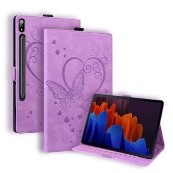 Til Samsung Galaxy Tab S9 FE / S9 / S8 / S7 PU-lædertrykt Butterfly Flip Tablet-etui med kortspalter og penholder