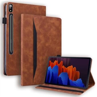 Til Samsung Galaxy Tab S9 FE / S9 / S8 / S7 PU Læder Business Wallet Beskyttende Etui Stativ Stødsikkert Dække med Pencil Holder