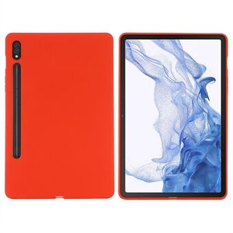 Til Samsung Galaxy Tab S8/S7 Solid Color Tablet-etui med mikrofiberfor, flydende silikone og anti-fald beskyttende cover.