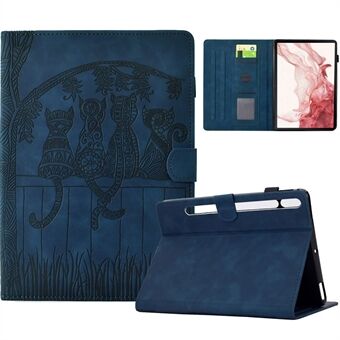 Til Samsung Galaxy Tab S8 X700 X706 / S7 T870 T875 Etui Katte Præget PU Læder Kortholder Tablet Cover