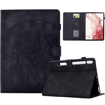 Til Samsung Galaxy Tab S8 X700 X706 / S7 T870 T875 Etui Katte Præget PU Læder Kortholdere Tablet Cover