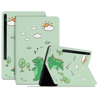 Til Samsung Galaxy Tab S8/Tab S7 Stødsikker etui med automatisk vågning/søvn, tegneserie mønster trykt PU læder cover, stativ tablet etui.